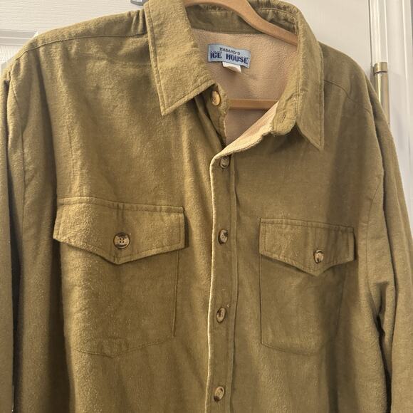 Vintage Habands Ice House Chamois Shirt Jacket Tan Shacket Sz L chore barn work - Picture 2 of 6
